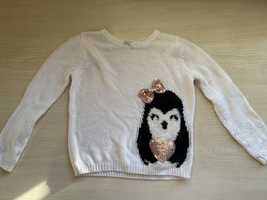 Продам детский свитер теплую кофту для девочки белая пингвин 2-4г