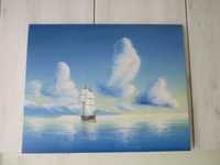 картина  маслом  Море  Морской  пейзаж  Корабль
