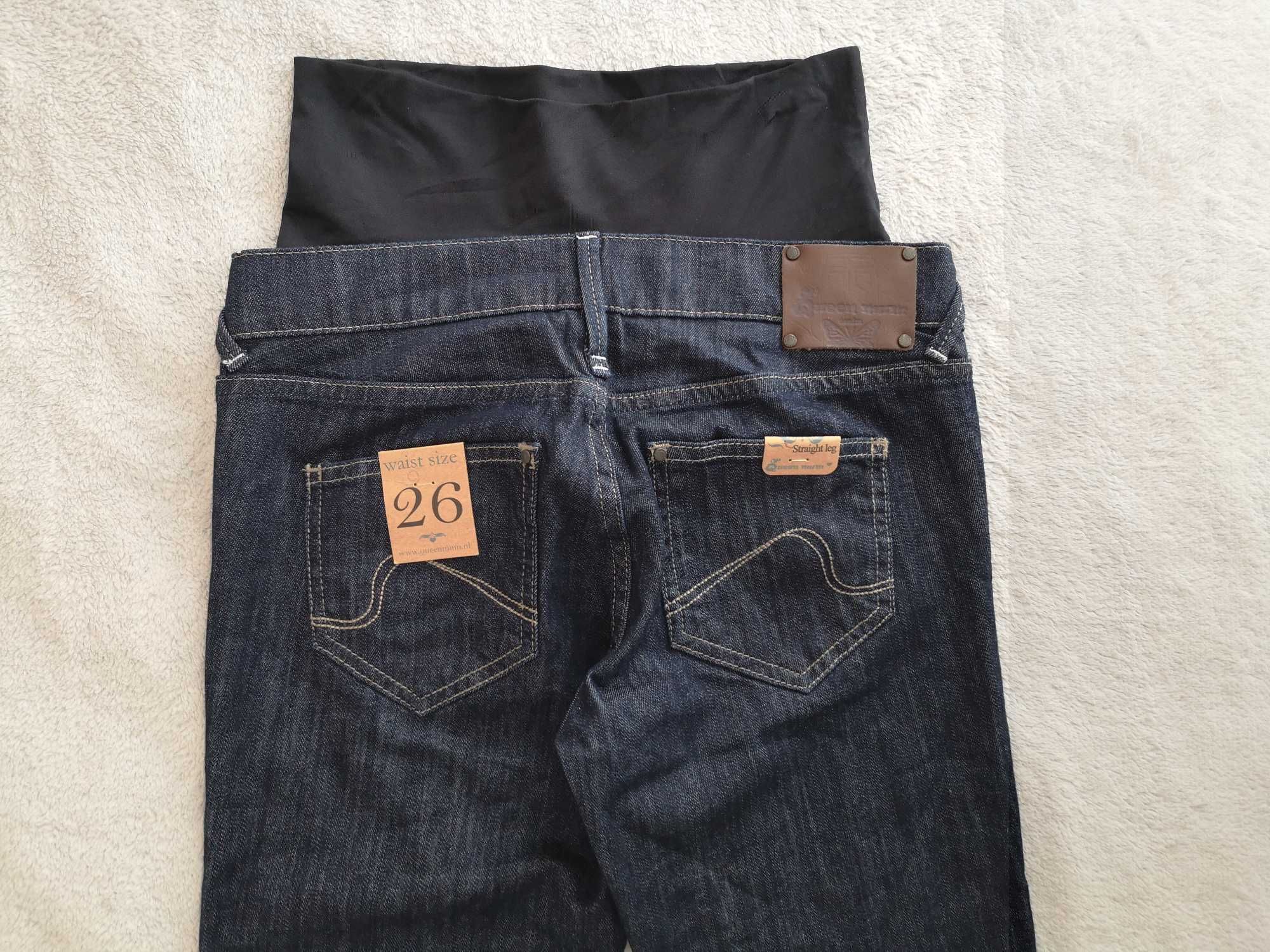 Nowe granatowe spodnie ciążowe jeansowe jeansy Queen Mum 38 - 40
