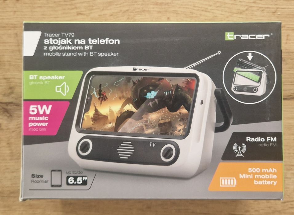 Stojak na telefon z głośnikiem BT