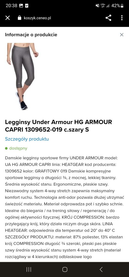 Spodnie legginsy dresy Under Armour 34 xs gym run nike adidas Kari Tra
