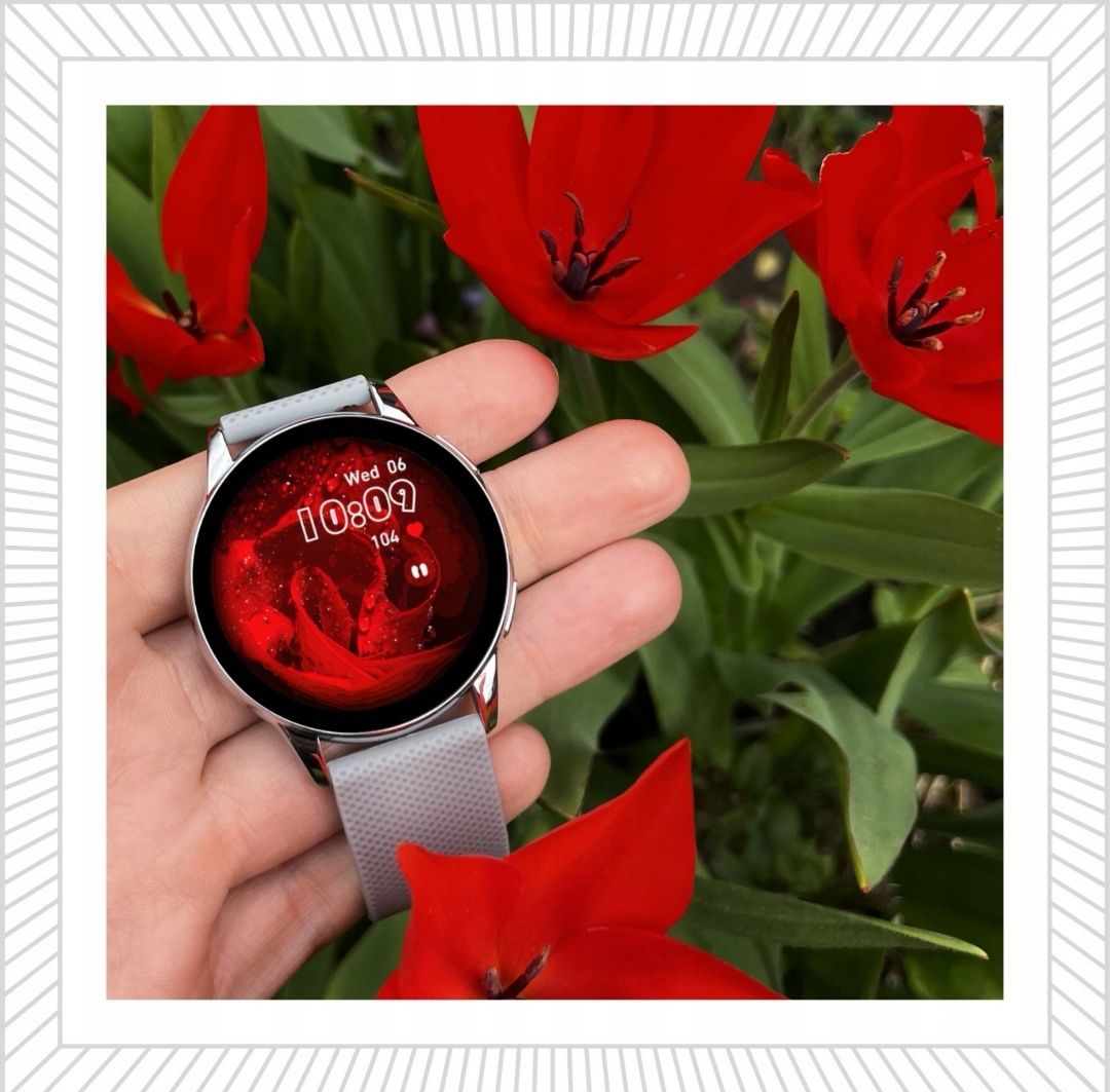 Damski SMARTWATCH Zegarek Funkcja Rozmowy Srebrny Okrągły Polskie Menu