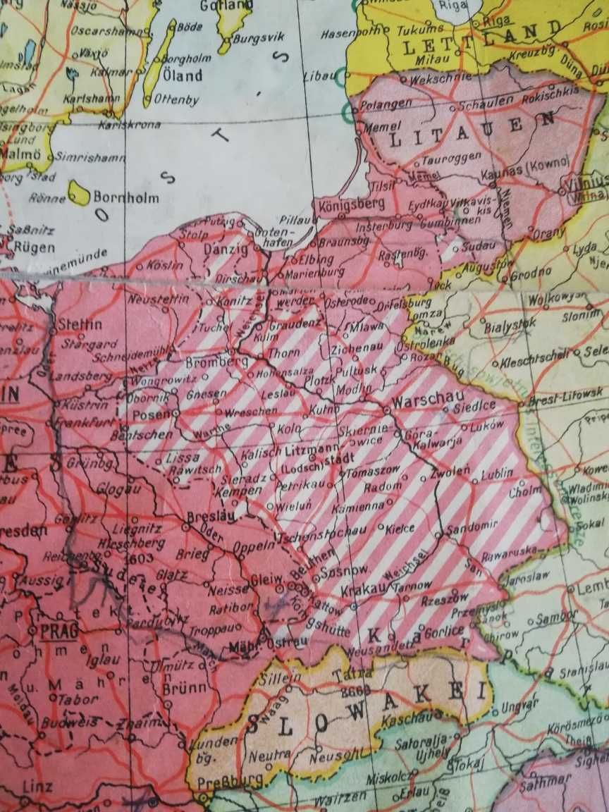Sprzedam zabytkową mapę Europy z 1940 r. (skala 1: 7 mln)