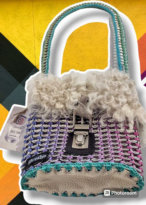 Torebka z zawleczek od puszki, rękodzieło