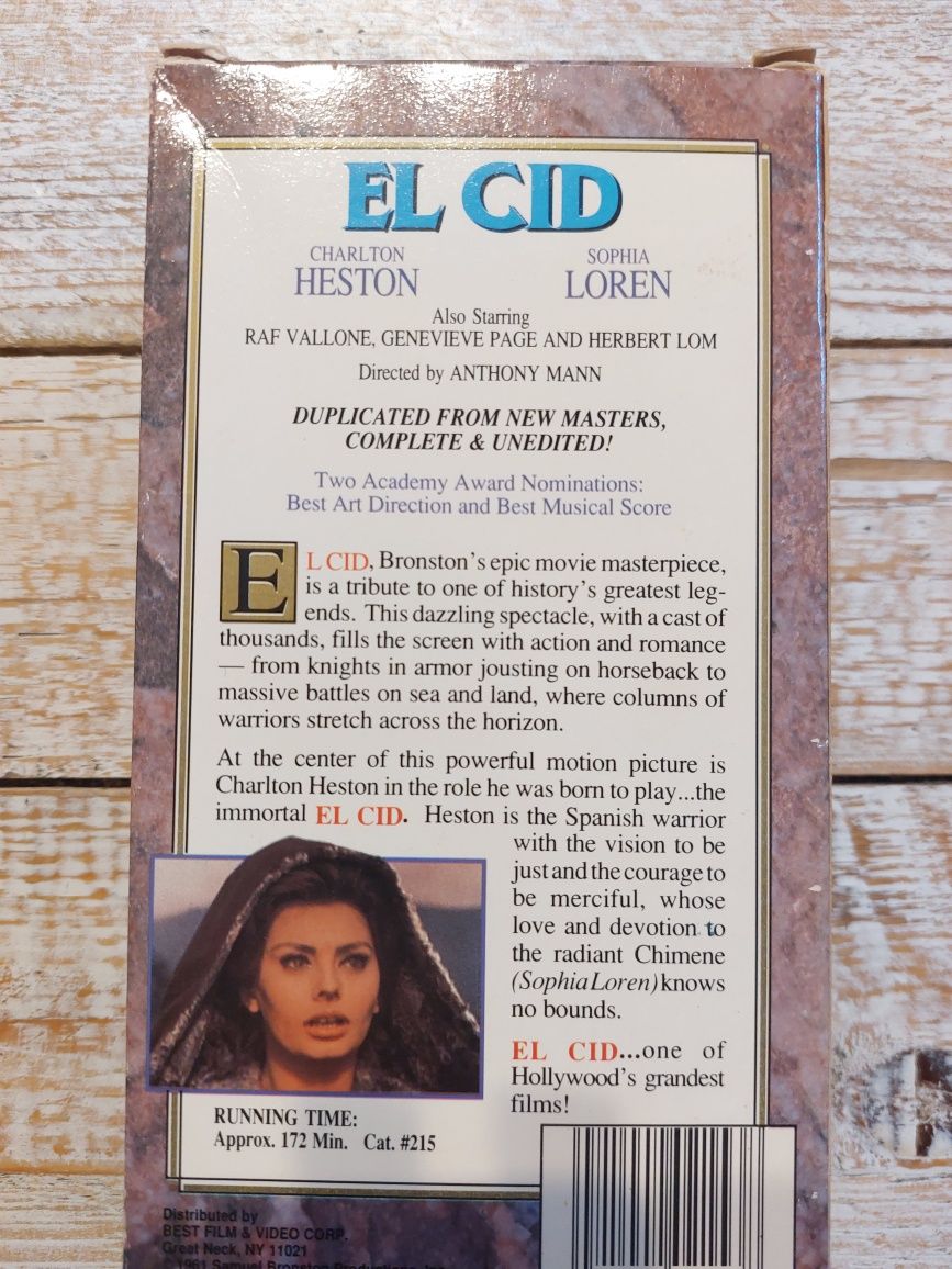 El Cid. 2 x kaseta vhs.