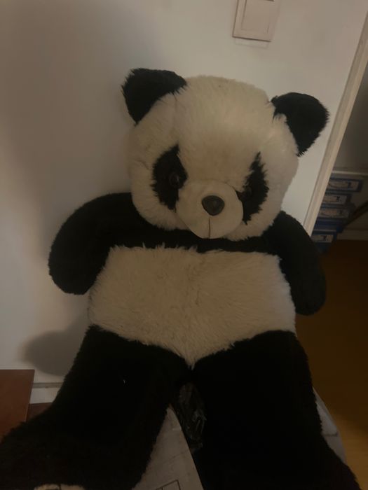 Urso peluche  branco e preto