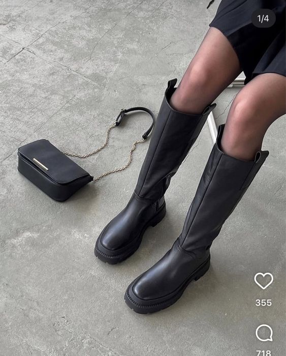 Чоботи високі на хутрі з натуральної шкіри