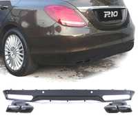 DIFUSOR PARA MERCEDES CLASE C W205 SEDÁN 14-18 PRETO MAT + PONTEIRAS ESCAPE