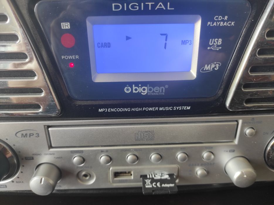 Sistema de som vinil, CD, SD card, USB e rádio Big Ben