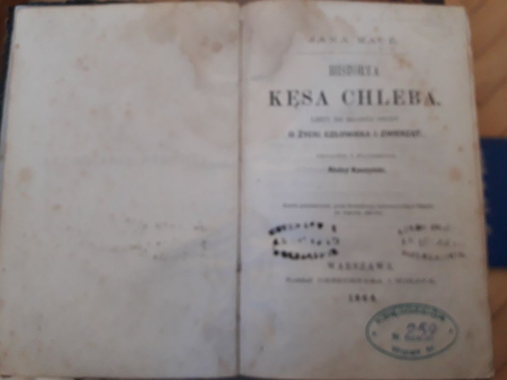 kolekcjonerska Historia kęsa chleba Jan Maca Warszawa 1864