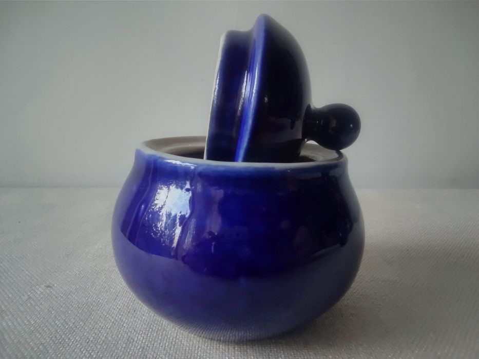 Ceramika Bolesławiec Wolanin cukiernica wazonik kobalt kolekcja PRL