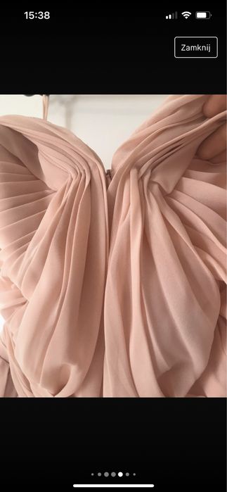 Sukienka nowa wesele długa M 38 pudrowy róż tiul metka tren