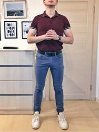 Синие штаны H&M зауженные скинни 32/32 (слимфит, эластан, талия 80см)