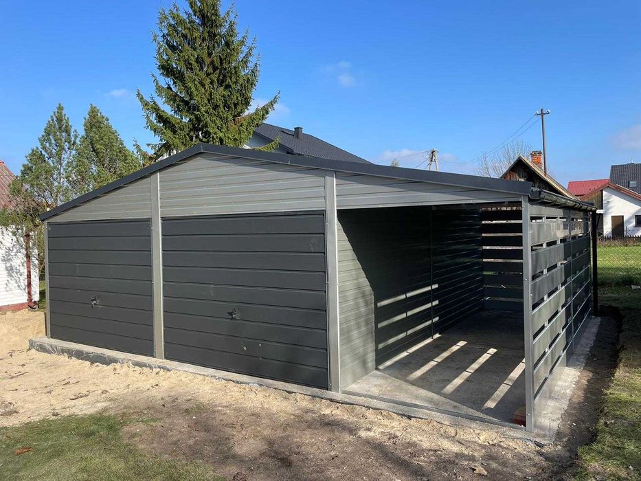 Garaż Blaszany szary 8x6 ażury ral 9006 hala wiata  7x6 7x7 10x6 9x6