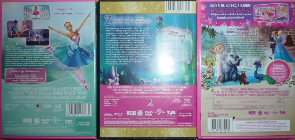 ZESTAW 3xDVD film BARBIE Akademia Księżniczek Mermaidia W świecie gier