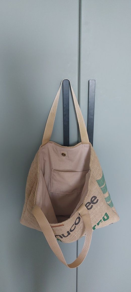 Torebka, torba z worka jutowego po kawie Handmade