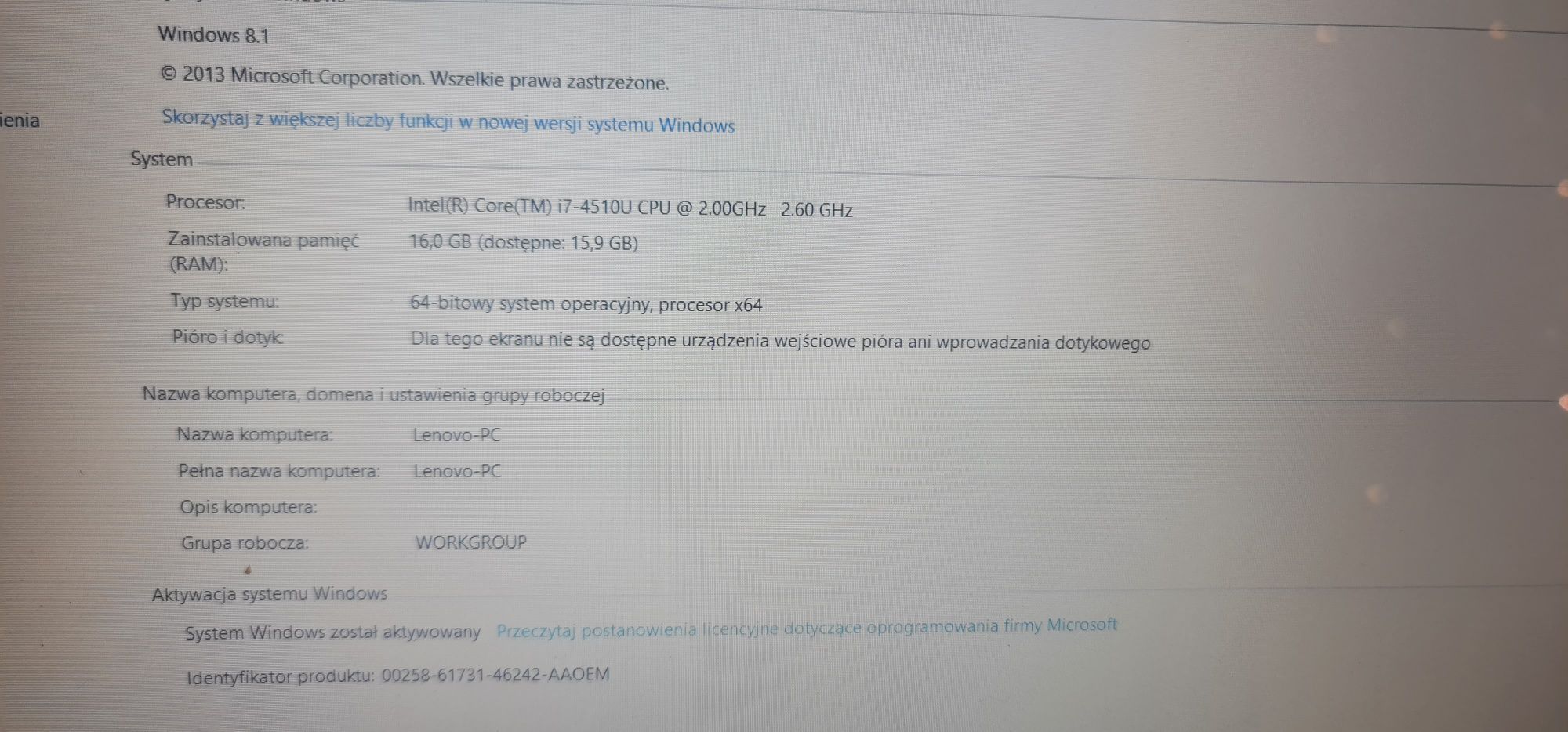 Lenovo z50-70 i7 16 gb ram 1gb ssd