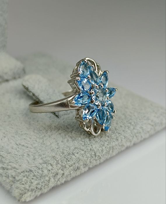 Новый серебряные набор серьги и кольцо 925 пробы