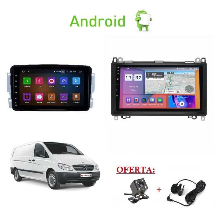 (NOVO) Rádio 2DIN • MERCEDES • Vito Viano (2003 a 2022) Android 4+32GB