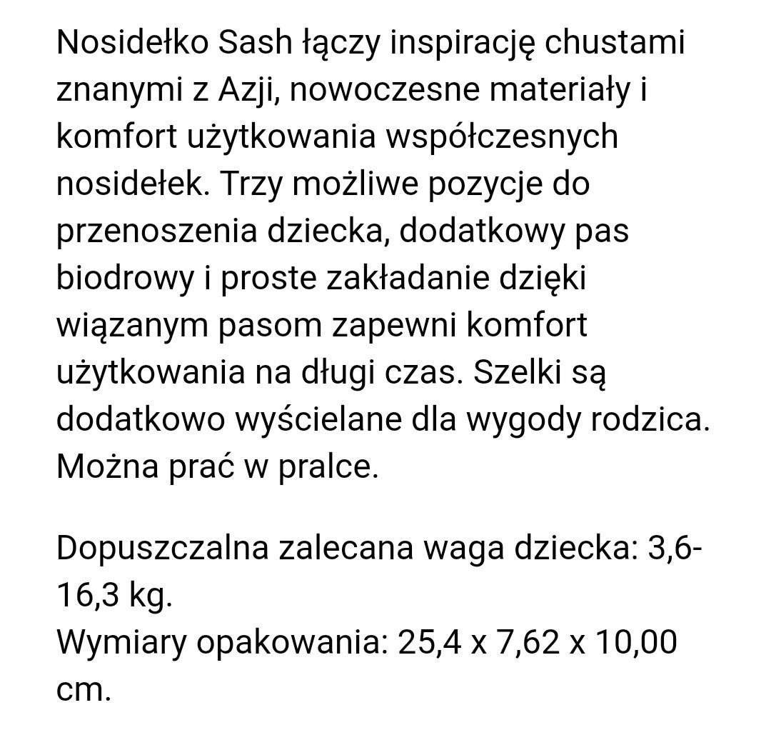 Nosidełko Sash Mei tai