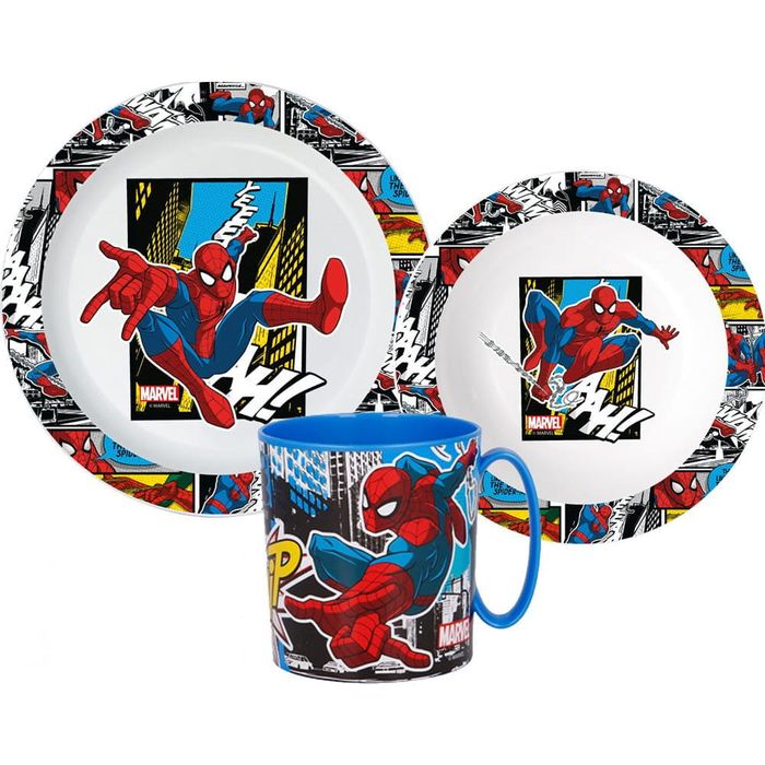 Zestaw Obiadowy Spider-Man Marvel 3W1 Zestaw Naczyń Śniadaniowy Zestaw