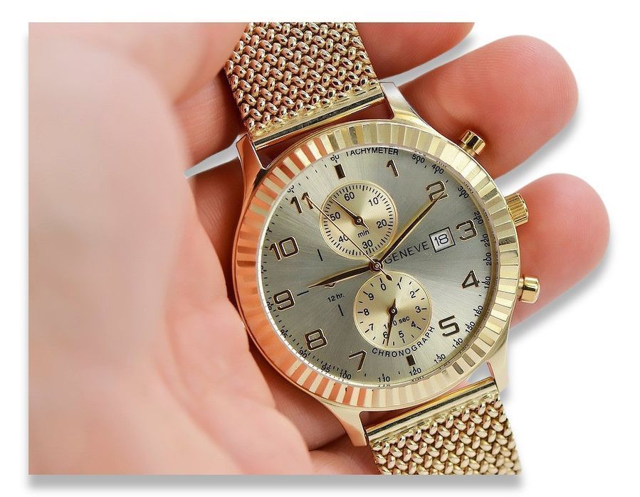Złoty zegarek 14k 585 bransoletą męski Geneve mw007y&mbw014y Katowice
