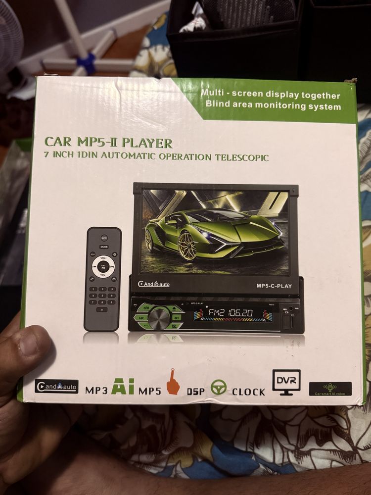Dvd retraril 7” com CarPlay, MP3, MP5, DVDR, Touch Screen Control