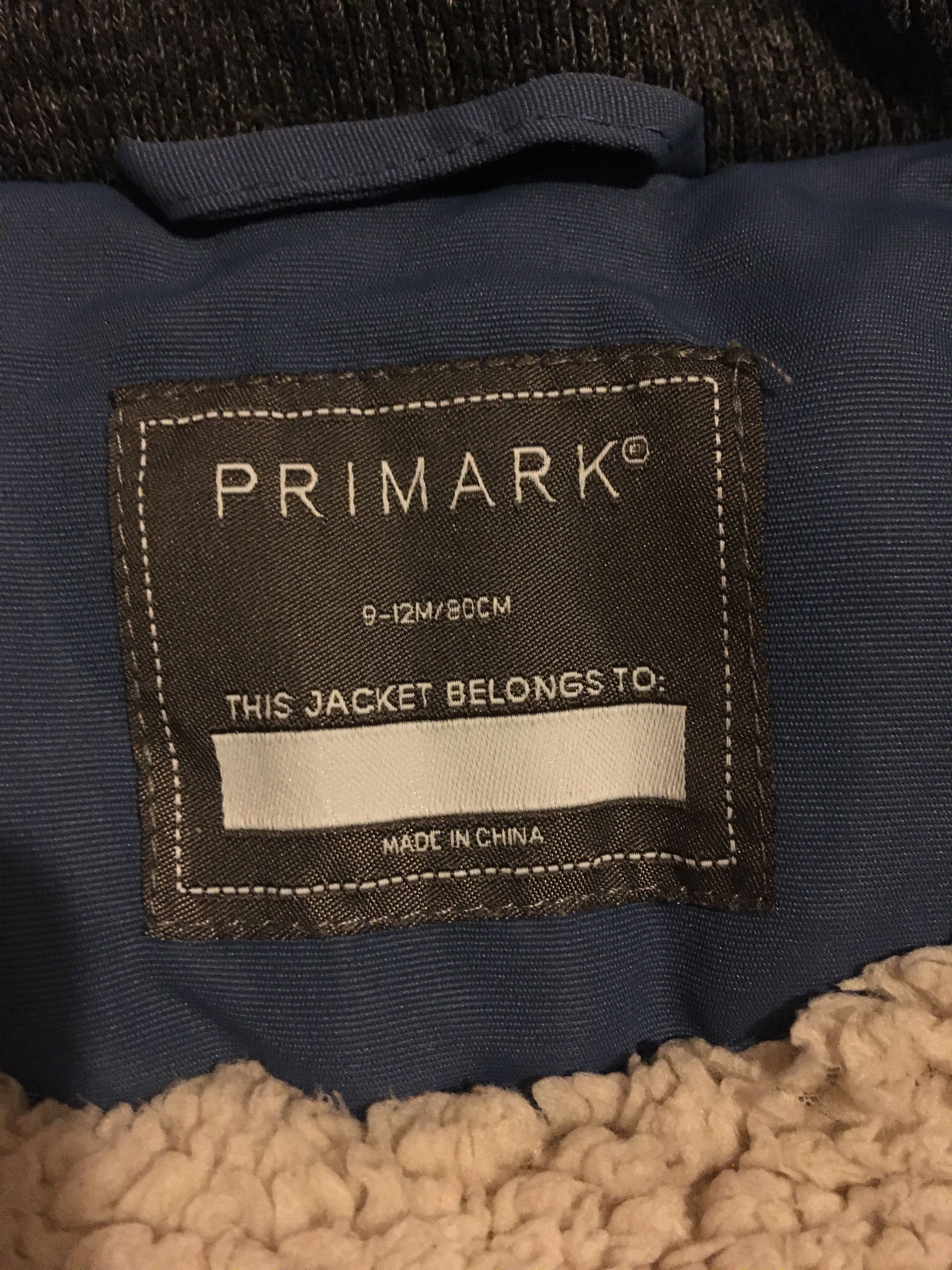 Kurtka 80 Primark 9 - 12 mies granatowa z kapturem ciepła jesień zima