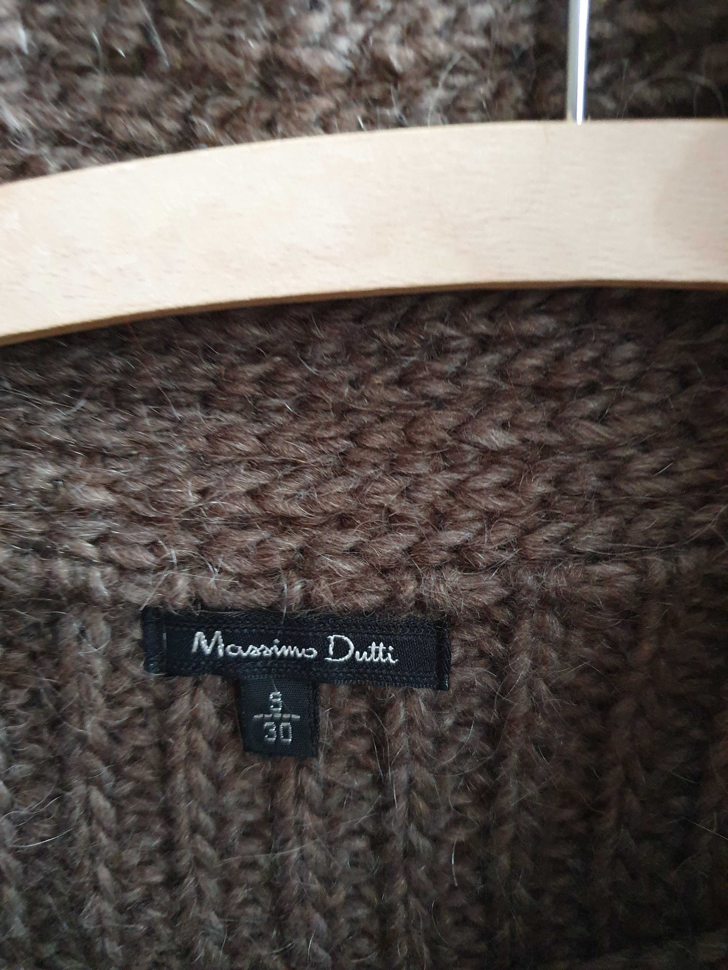 Brązowy sweter Massimo Dutti alpaka wełniany 38 40 moher