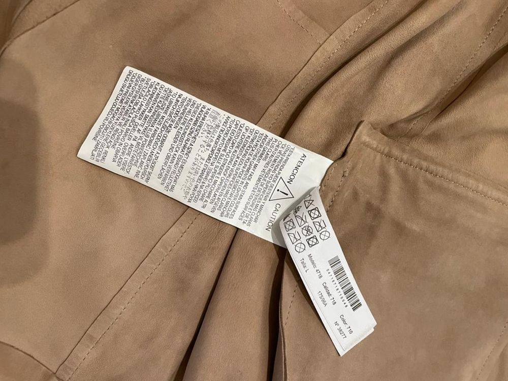 Blazer pele camurça beige Massimo Dutti