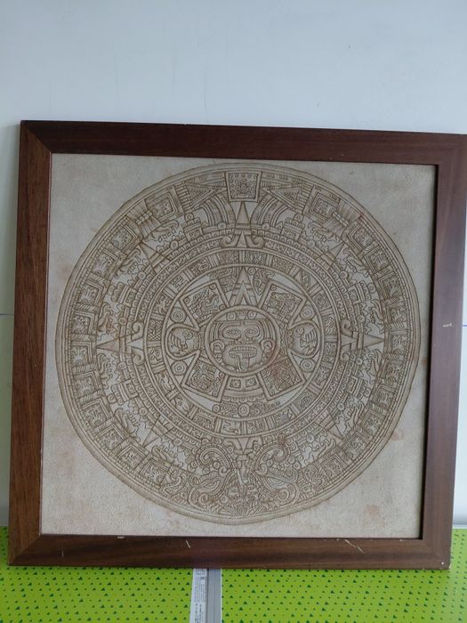 Quadro Calendário Asteca em pele