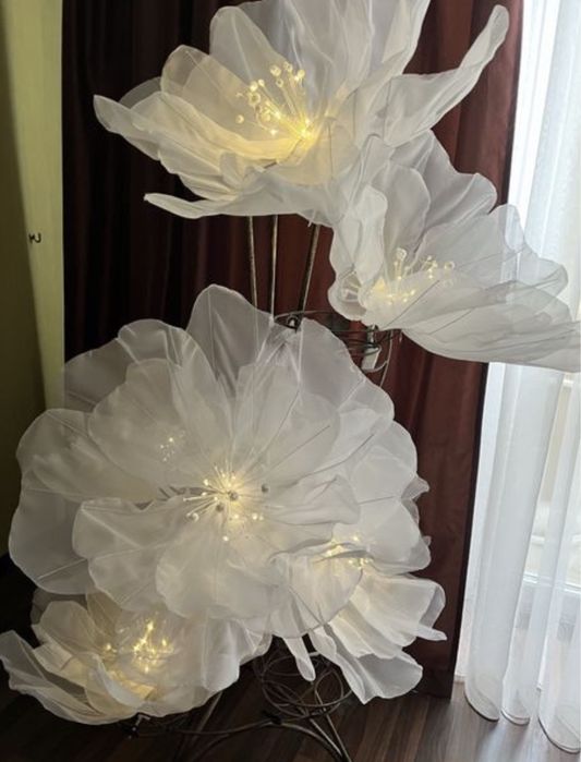 Каіти на ялинку. Квіти з органзи. Квіти з тканини