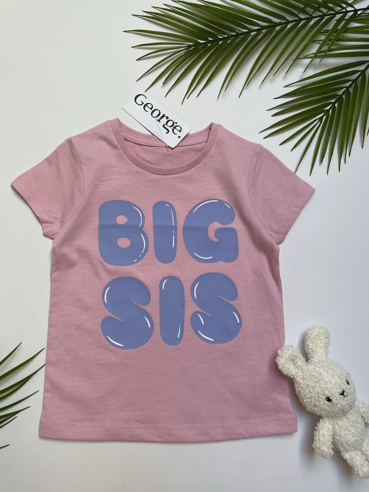 104-110 George bawełniana koszulka tshirt Big Sis starsza siostra