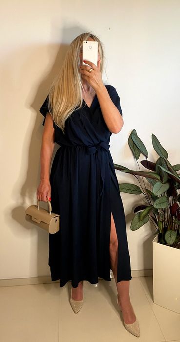 Sukienka plus size 4xl 5xl 6xl wesele chrzciny komunie rozporkiem