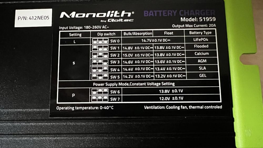 Automatyczna ladowarka Monolith 20a akumulator agm lifepo4