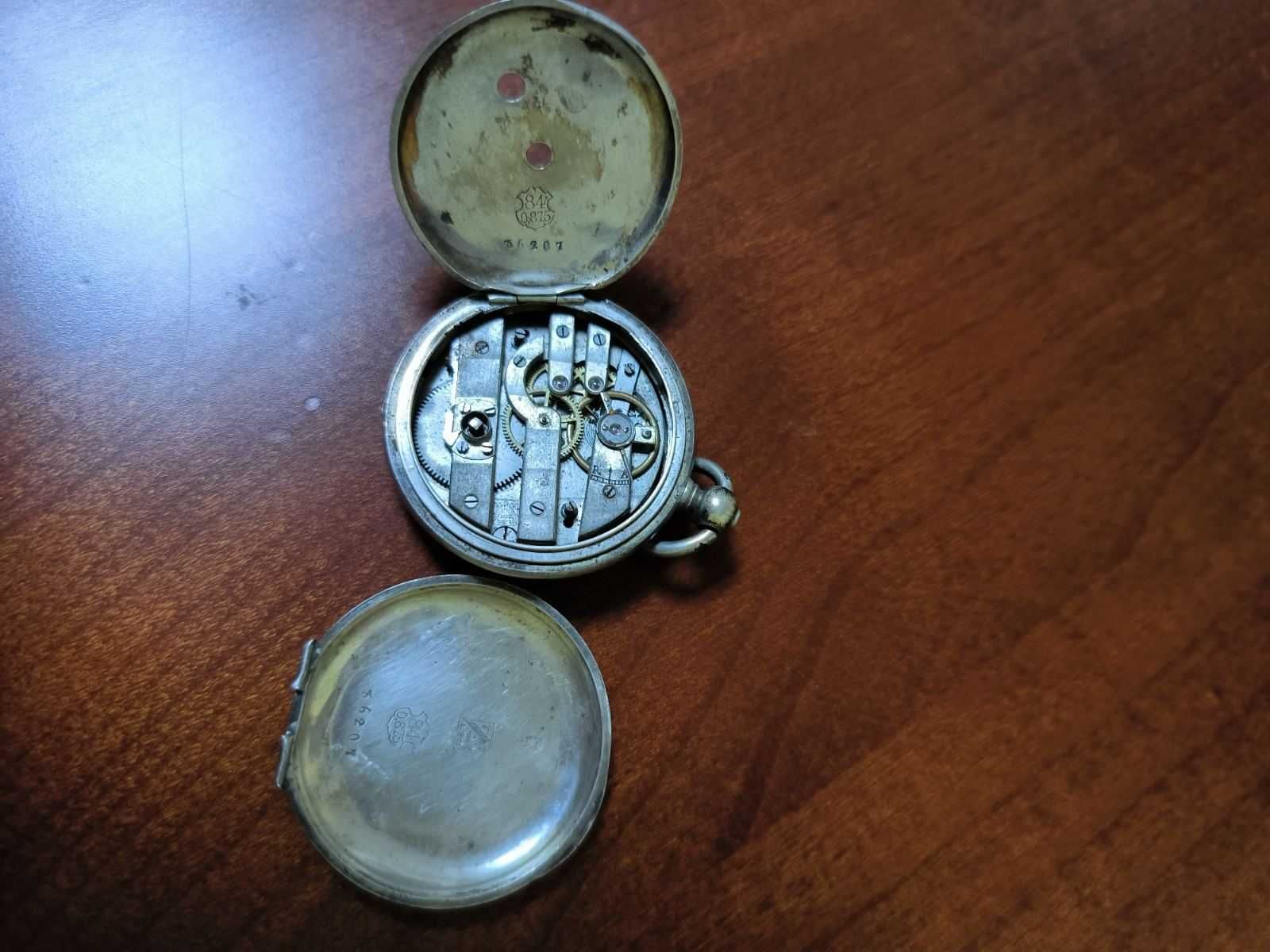 Карманные серебряные часы Perret and Fils
