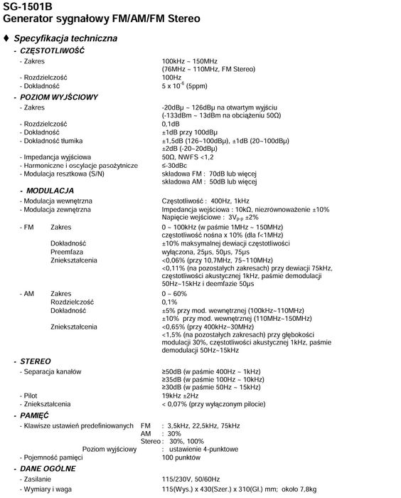 Generator AM/FM stereo Jung Jin SG-1501