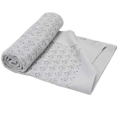 Kocyk ażurowy SZARY EKO 100% bawełna 80/80 cm
