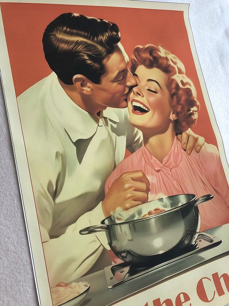 Gobelin na płótnie HD/Obrazek/Vintage Funny Cooking/Happy Houswife