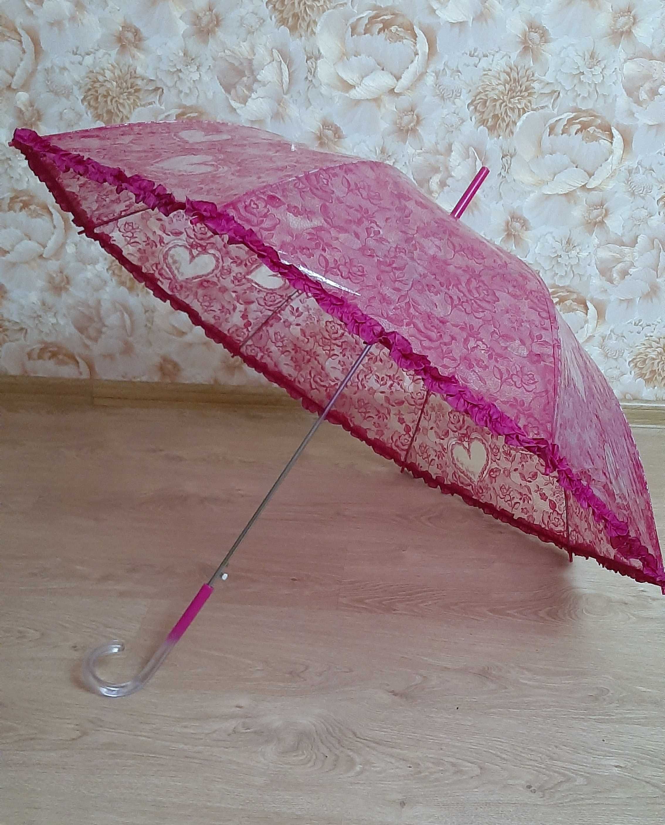 Зонт белый с оборками для фотосессии, весільна мереживна парасолька