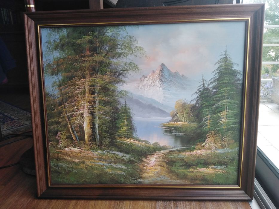Quadro a aguarela com moldura