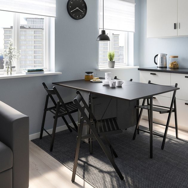 Stół IKEA KALLHALL czarny - Rozkładany, z miejscem do przechowywania