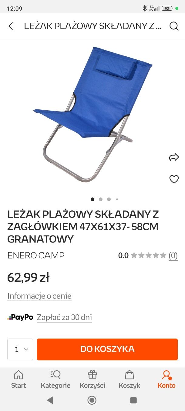 Leżak plażowy nowy