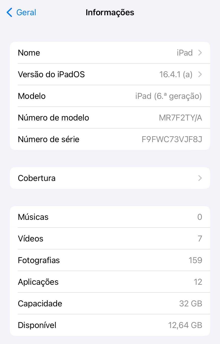 Ipad 6a Geração 32Gb