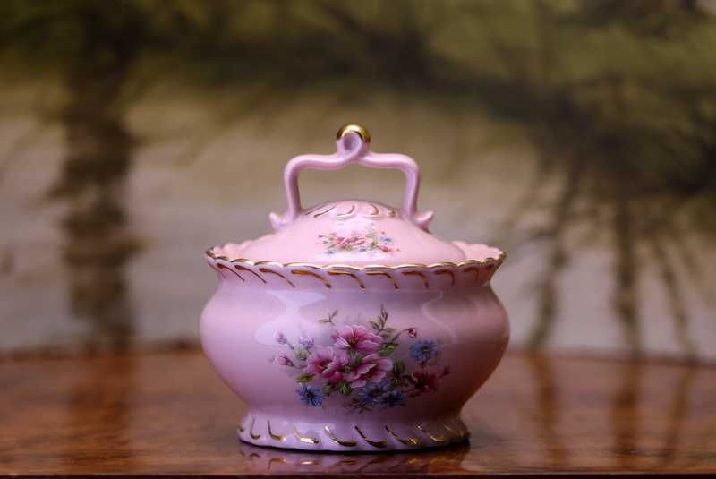 Cukiernica Różowa porcelana JPM Chodov lata 90-te Bohemia Czechy