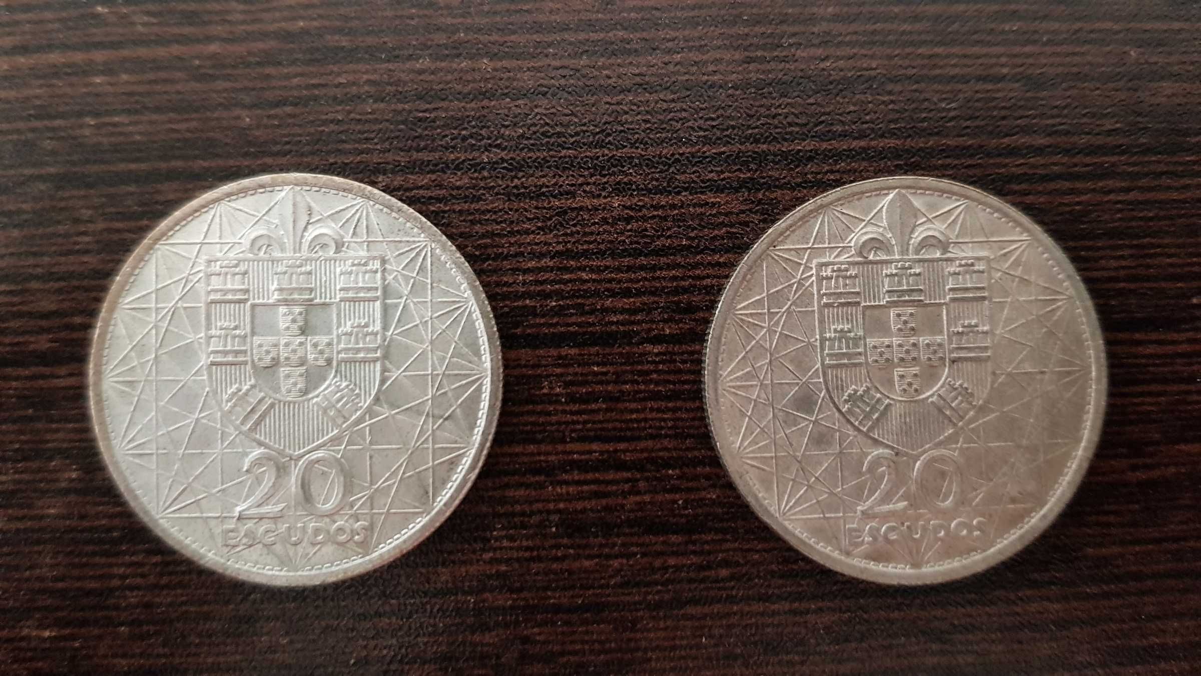 Escudos portugueses em prata (10 e 20$00)