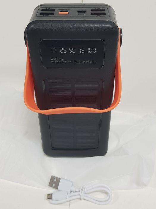 Повербанк 60000 mAh з фонарем та сонячної панелі