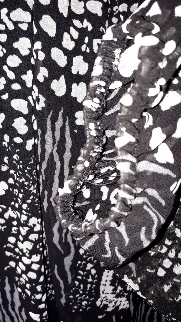 Czarna bluzka Janina zwierzęcy wzór L XL XXL loose fit raglanowy rękaw