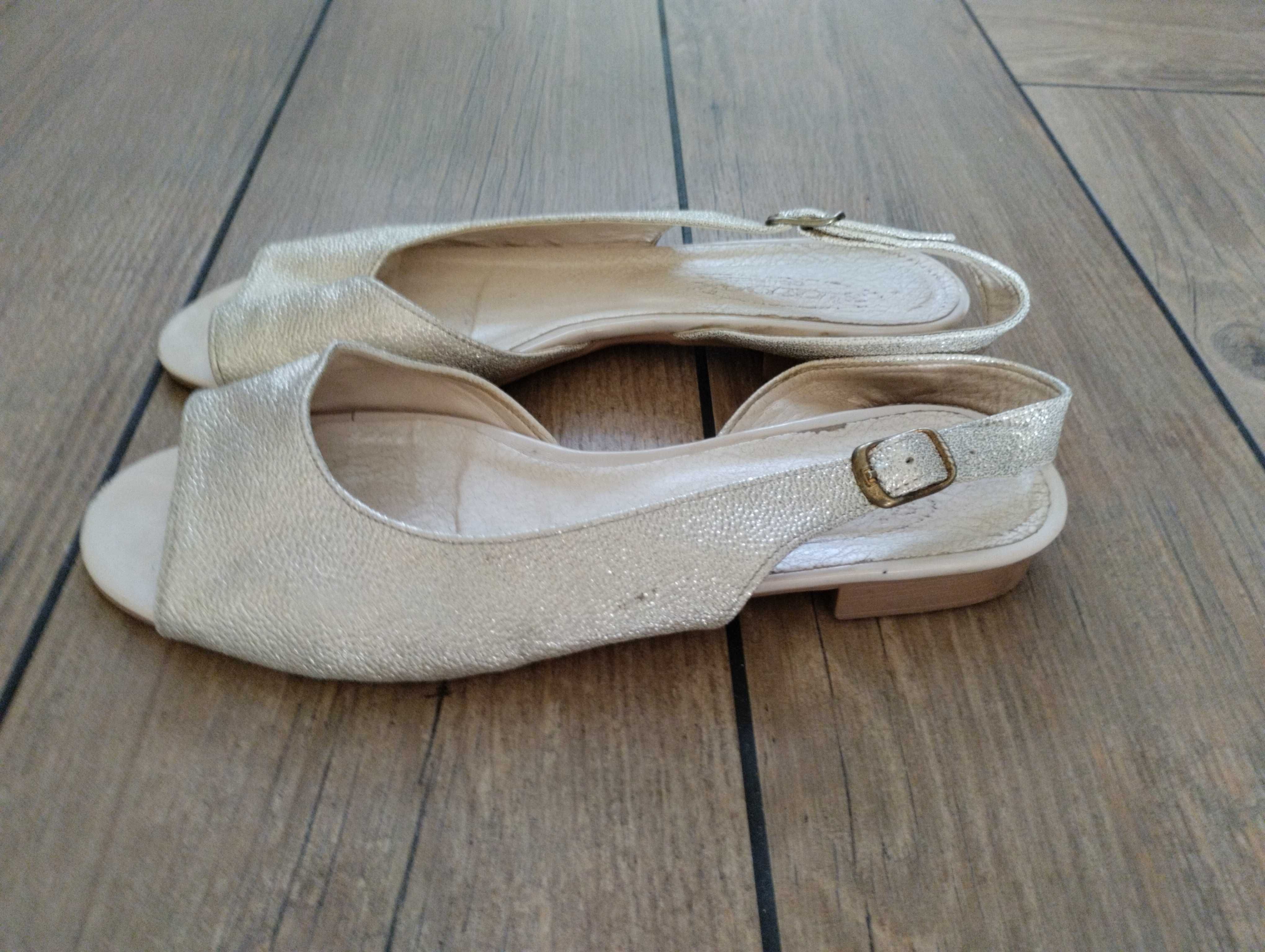 Sandały rozmiar 39, złote sandały, 25.5 cm wkładka