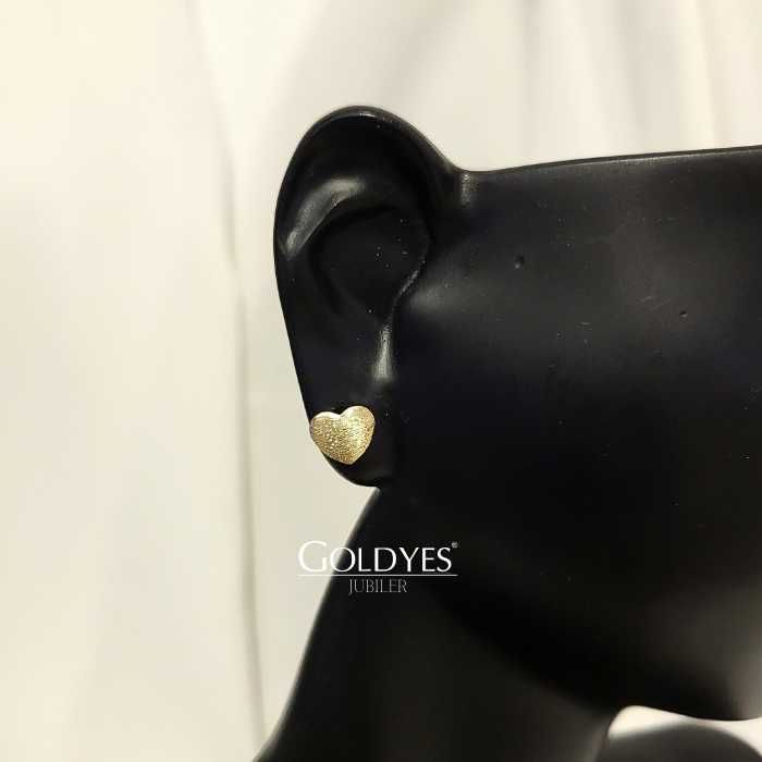 Złote kolczyki serca złoto matowe szczotkowane próby złota 585